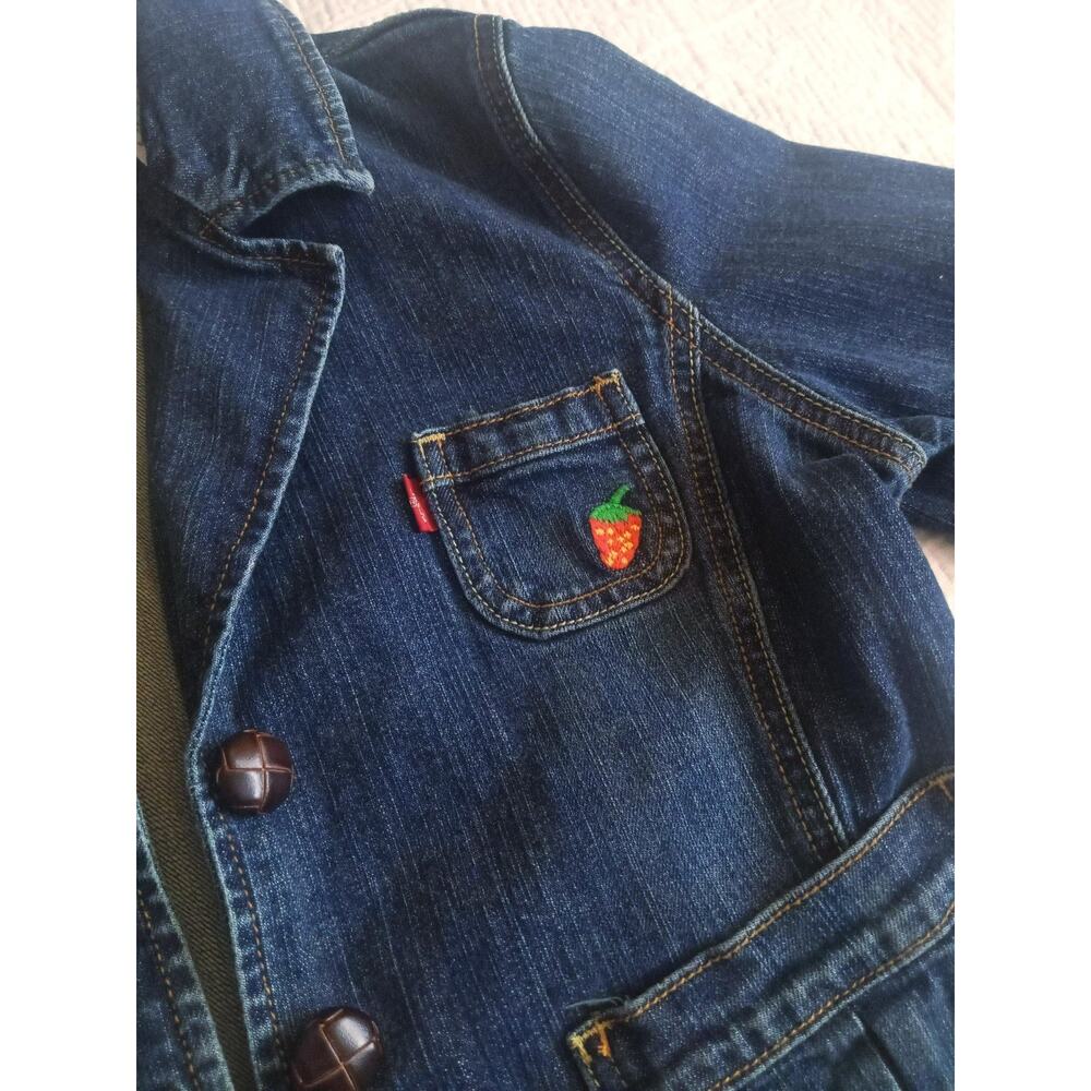 Women's Levi's Denim Jacket/Blazer with Embroidered Strawberry Size Large - Picture 5 of 10